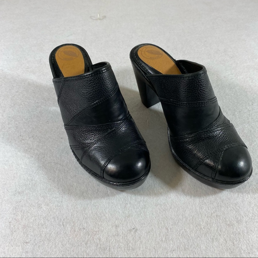 Nurture Alessia Shoes Woman’s 7.5 Leather Mules Black Clogs shoe Rounded toe